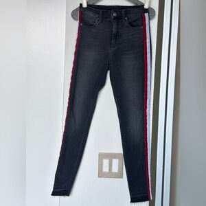 JOE’S JEANS the Charlie Flawless Skinny Ankle Jean Velvet Red/White Stripes 26